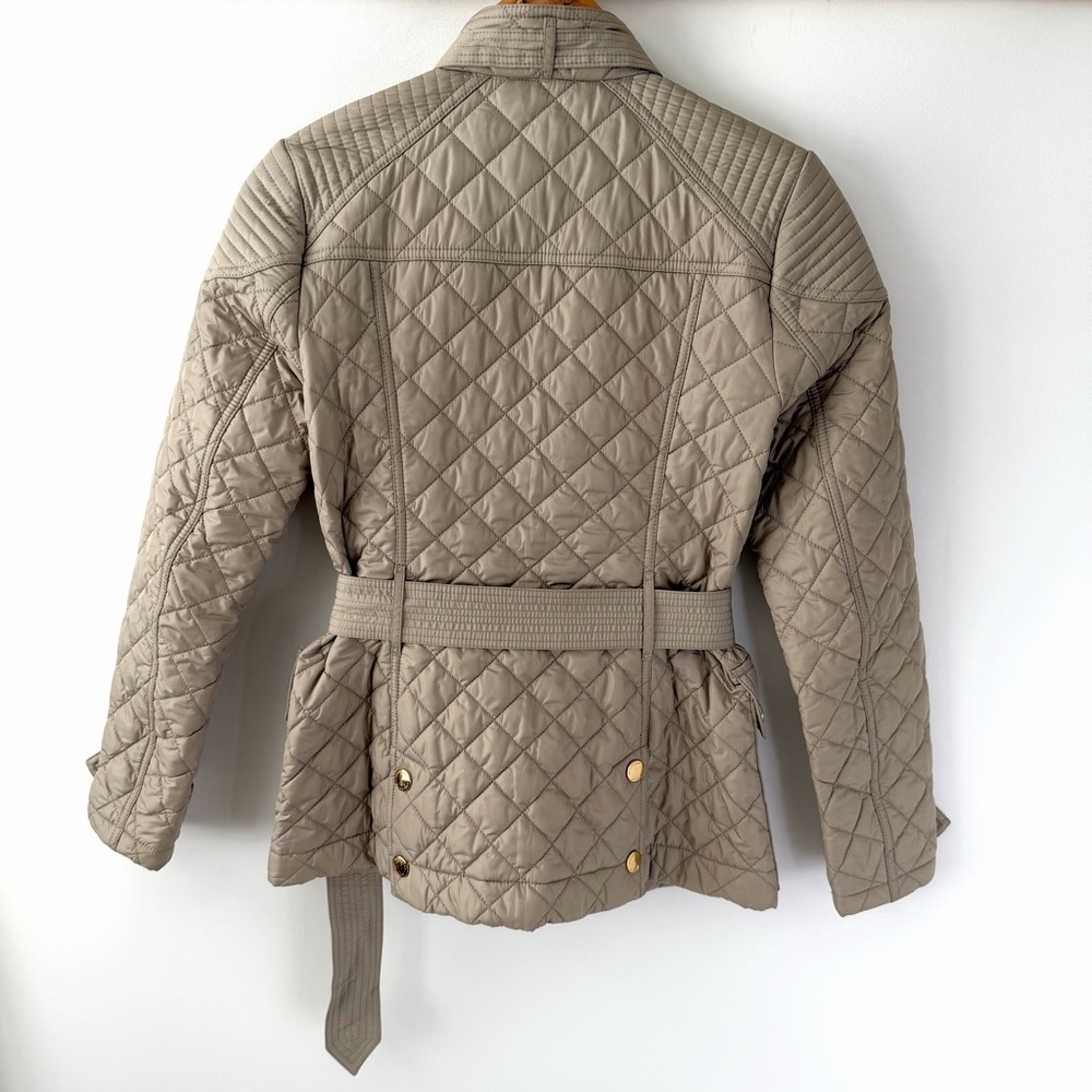 BURBERRY BRIT | Beige Tan Quilted Belted Jacket Gold Hardware XS - Picture 7 of 13